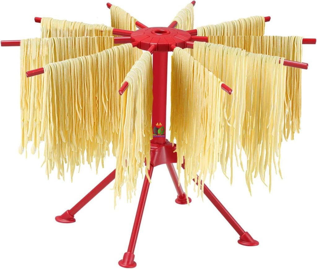 GOZIHA Pasta Drying Rack Noodle Stand with 10 Bar Handles Collapsible