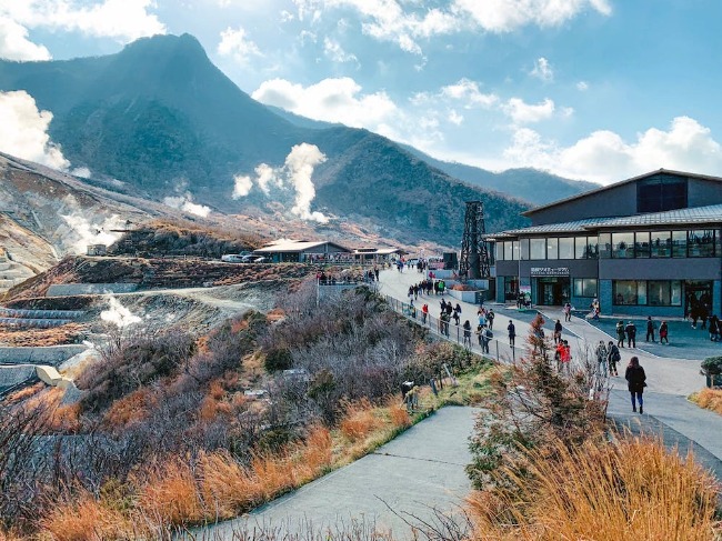 People walking on the road in Hakone Kanagawa Japan