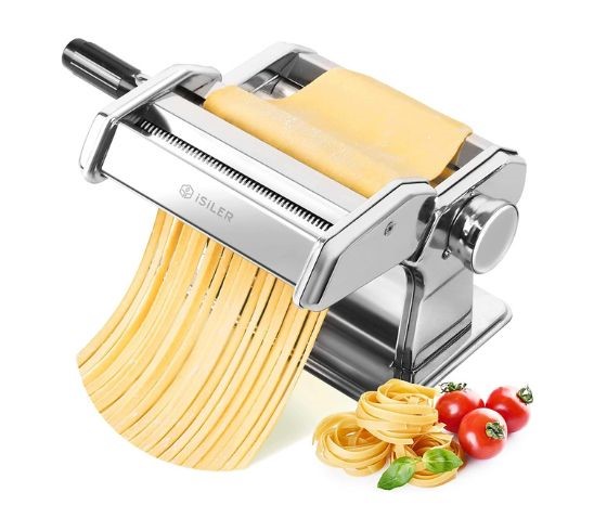 ISILER Pasta Machine, 9 Adjustable Thickness Settings Pasta Maker