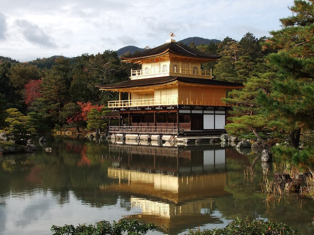 side view of the Kinkaku-ji temple in Kyoto