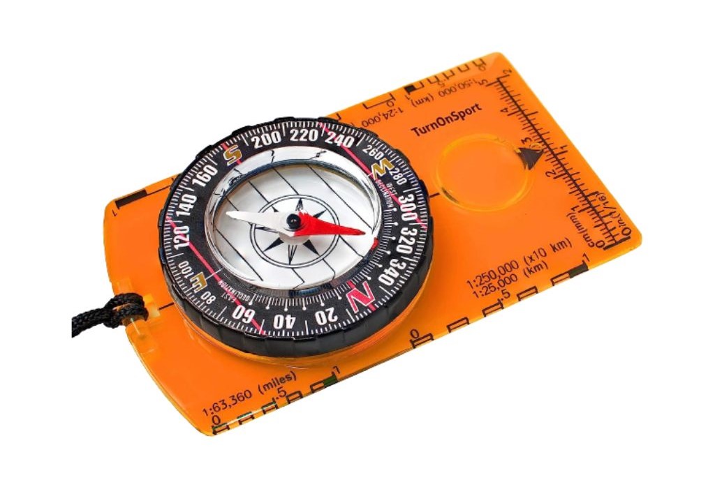 an orange compass