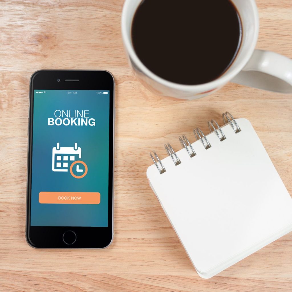 Phone with online booking interface