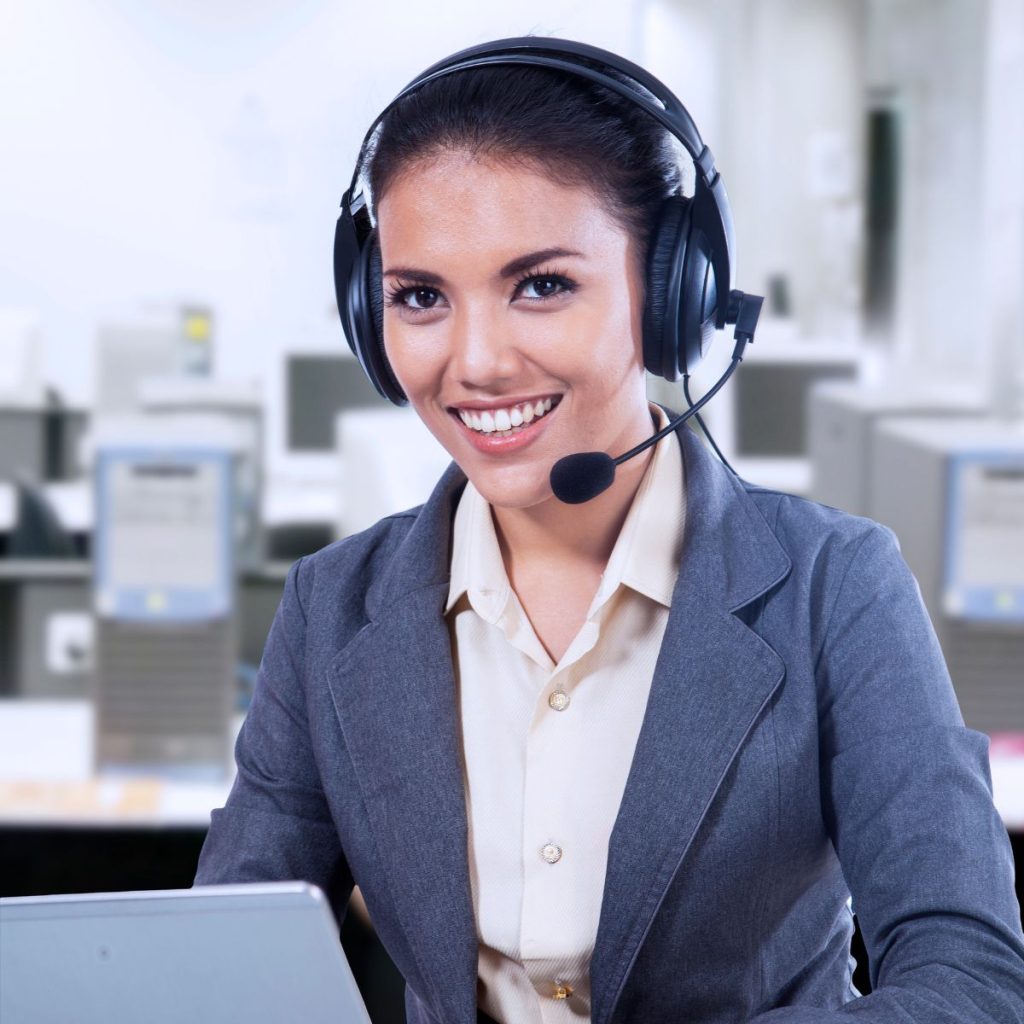 Woman working as a customer support operator