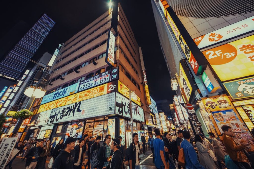 a busy street in Japan