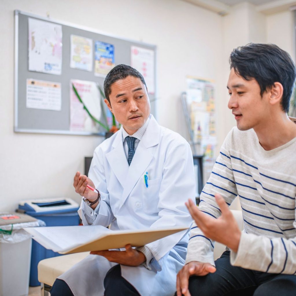 Doctor and patient talking in the hospital