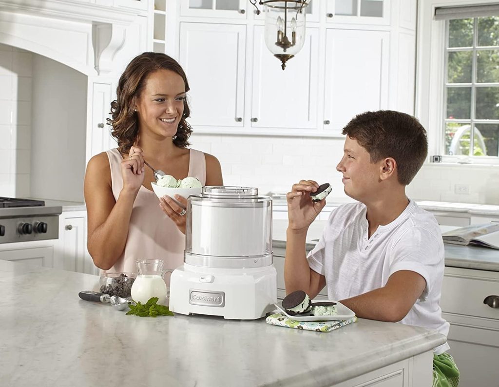 Best Ice Cream Machines, mother and son using Cuisinart Ice Cream Maker Machine