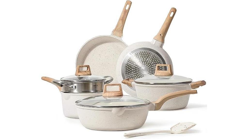 nonstick cookware set with carote branding