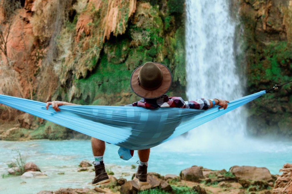 relaxing on a hammock