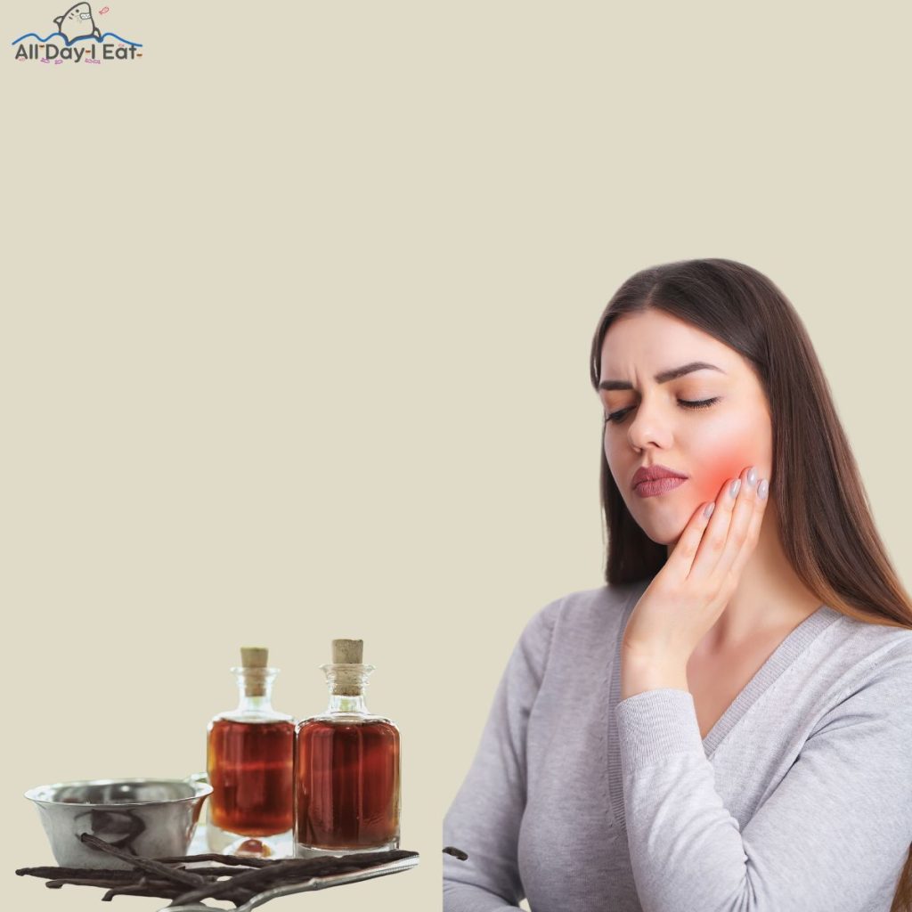 woman and vanilla extract for her tooth pain