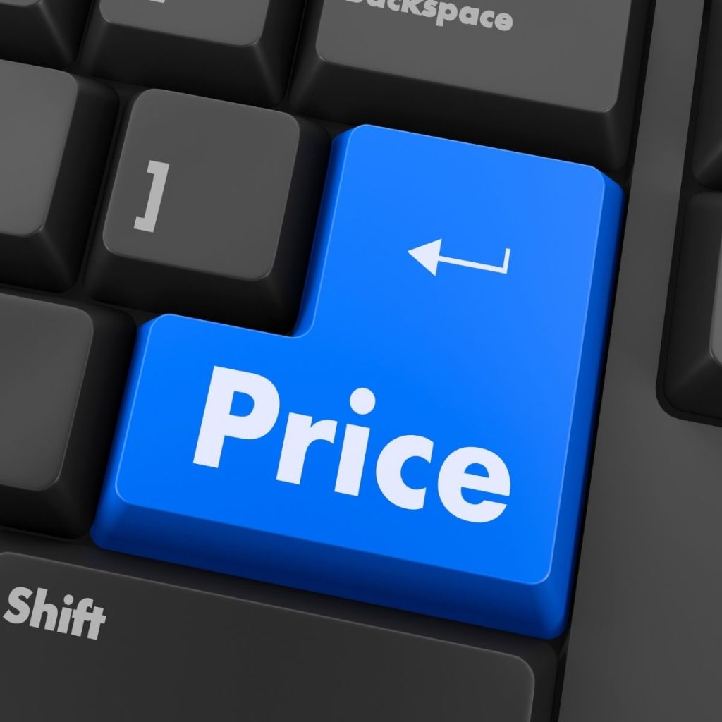 The text "price" is printed on the enter key of a keyboard.