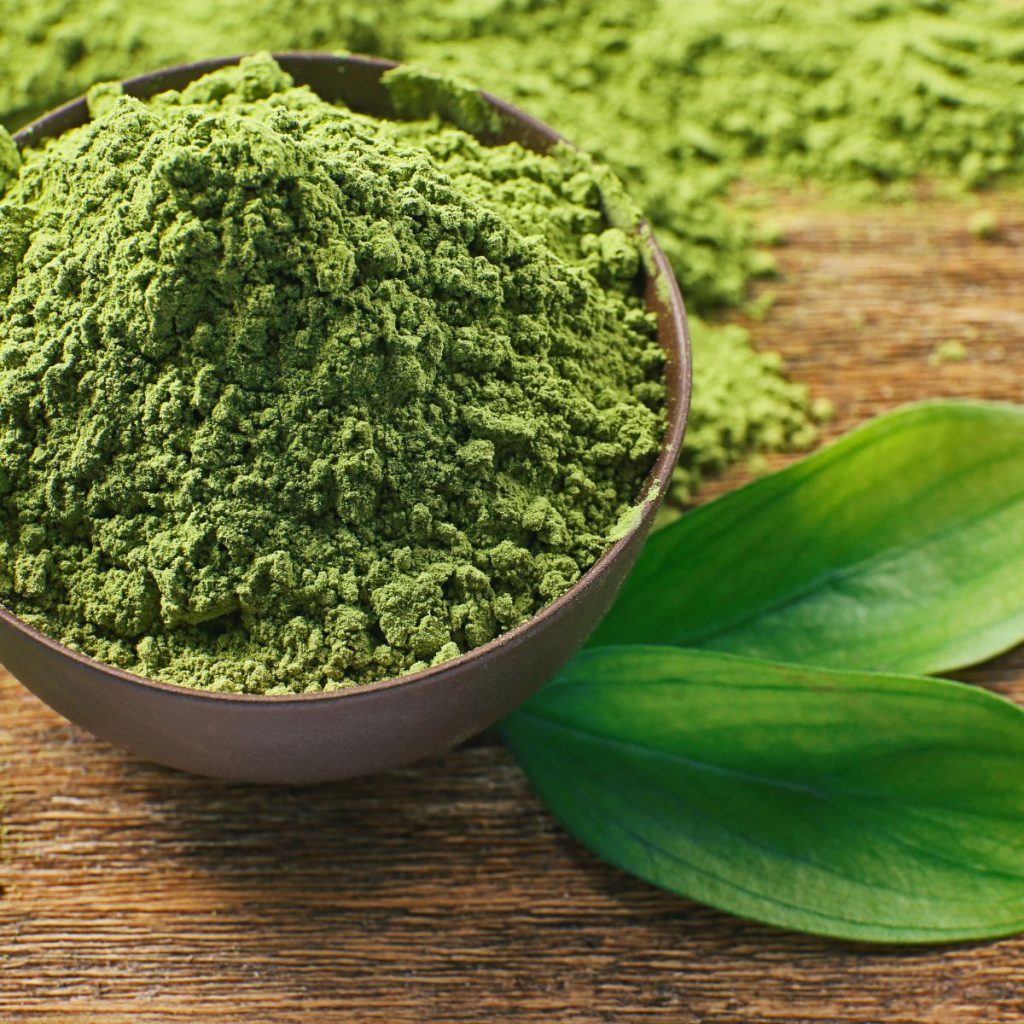 Matcha Green Tea Powder on Wooden Table