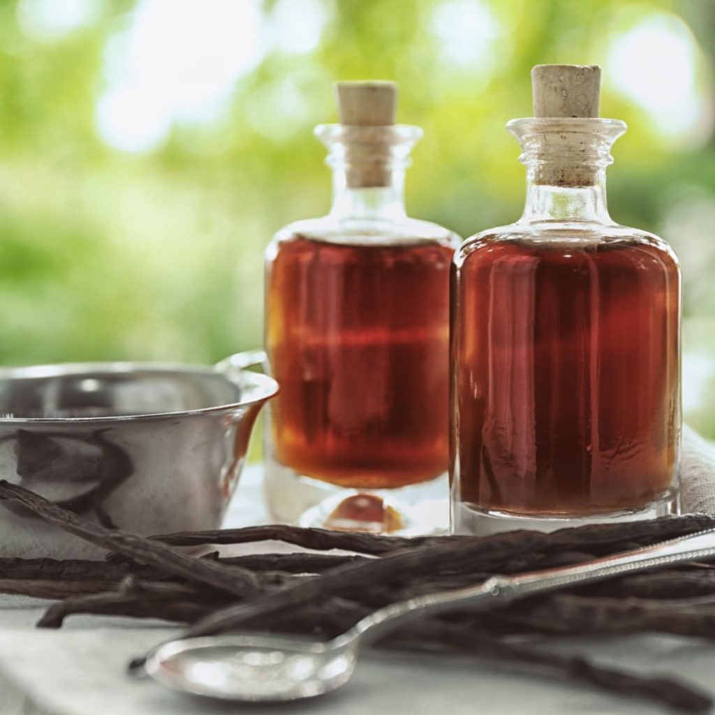 Two vanilla extract bottles