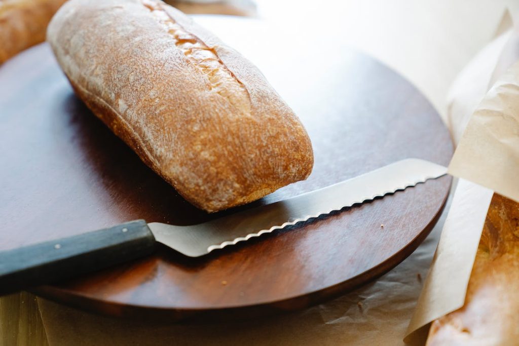 a bread and a bread knife