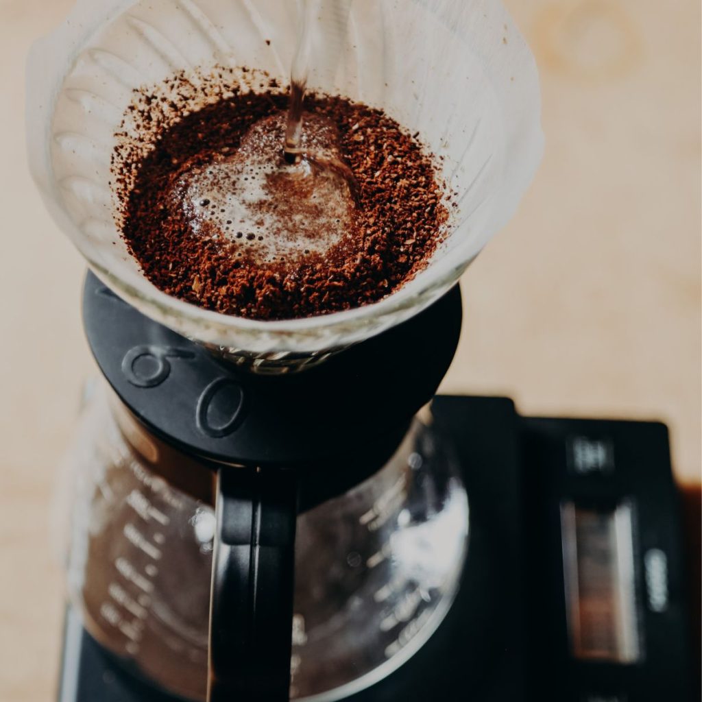 brewing coffee in a coffee maker