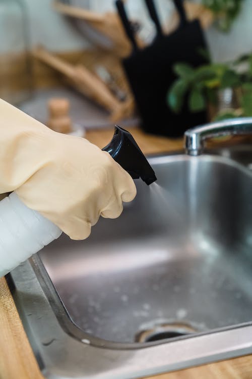 cleaning the sink