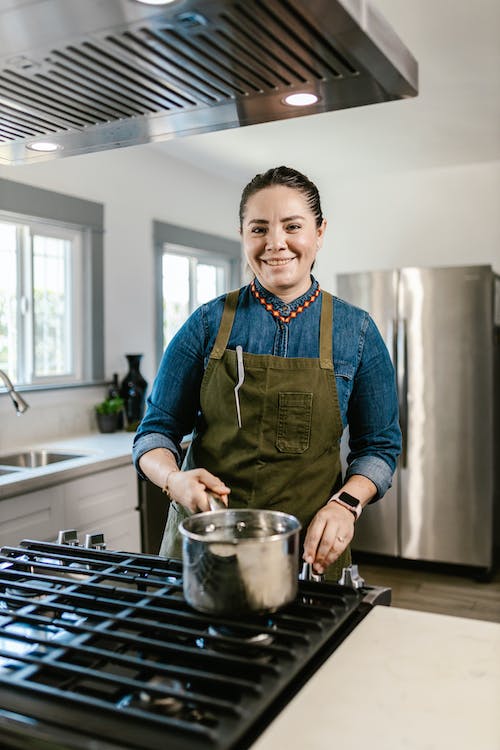 a lady cooking