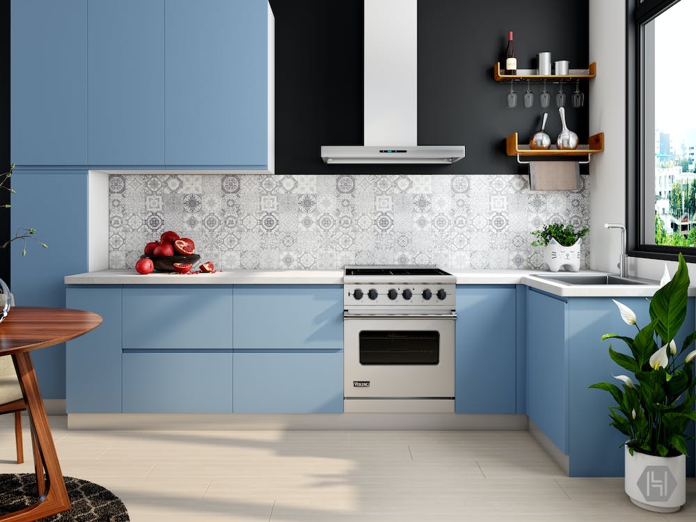 light blue modern kitchen