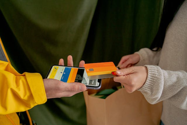 someone paying using a card