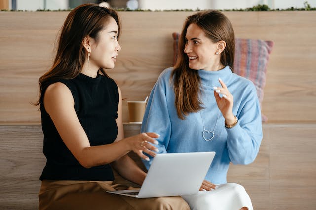 two ladies having a conversation