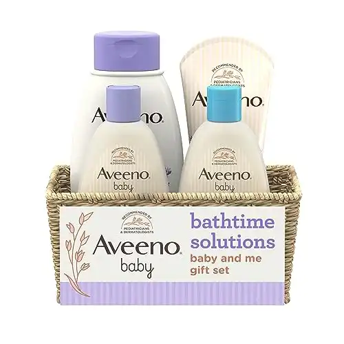 Aveeno Baby Bathtime Solutions Baby & Me Gift Set with Baby Wash & Shampoo