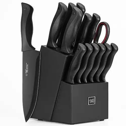 HUNTER.DUAL 15 Pcs Kitchen Knife Set with Block Self Sharpening