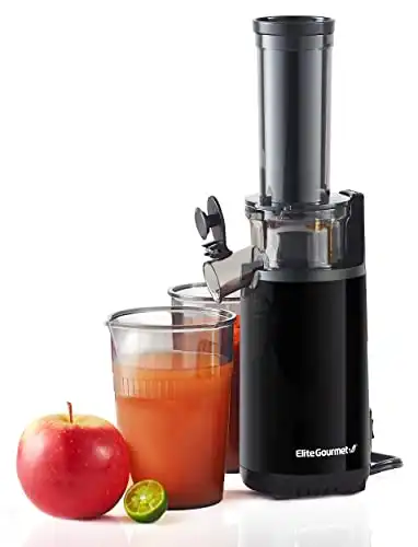 Elite Gourmet EJX600 Compact Small Space-Saving Masticating Slow Juicer