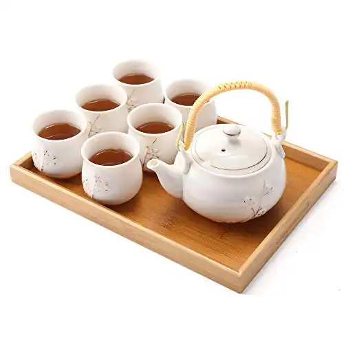 Dujust Japanese White Porcelain Tea Set