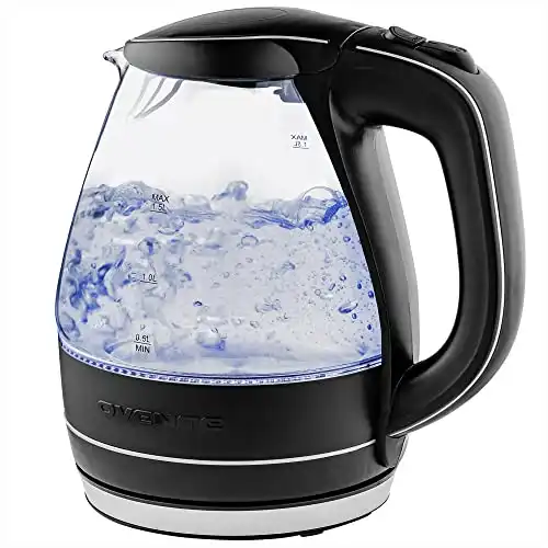 OVENTE Glass Electric Kettle Hot Water Boiler 1.5 Liter