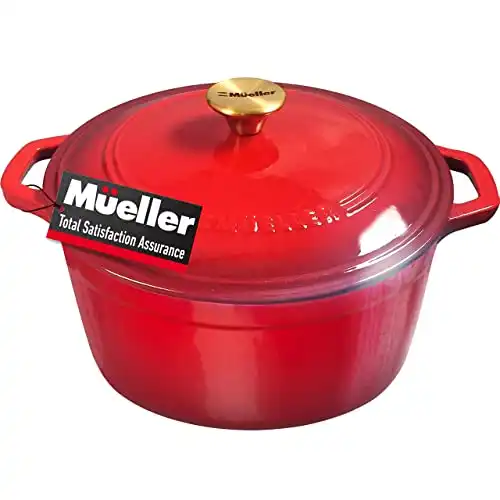 Mueller DuraCast 6 Quart Enameled Cast Iron Dutch Oven Pot with Lid