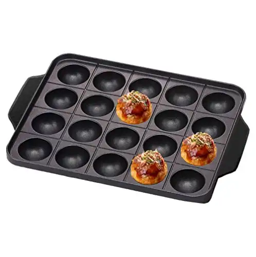 Happy Sales HSTKP20, Nonstick Baking Tray Takoyaki Pan, Aebleskiver Ebelskivers Pan, Stuffed Pancake Pan, 20 Molds