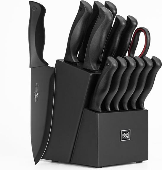 HUNTER.DUAL 15 Pcs Kitchen Knife Set with Block Self Sharpening