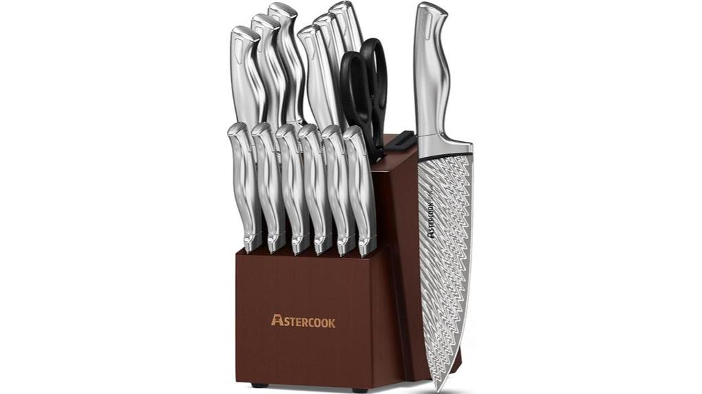 Astercook Knife Set, 15-Piece Kitchen Knife Set with Block