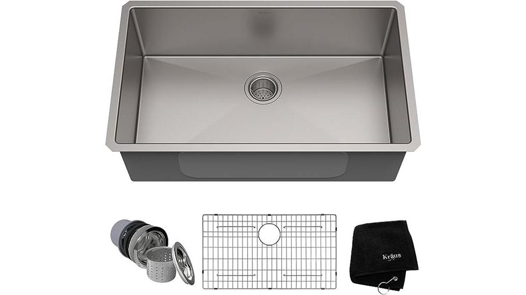 Kraus KHU100-32 Standart PRO 16 Gauge Undermount Single Bowl Stainless Steel Kitchen Sink