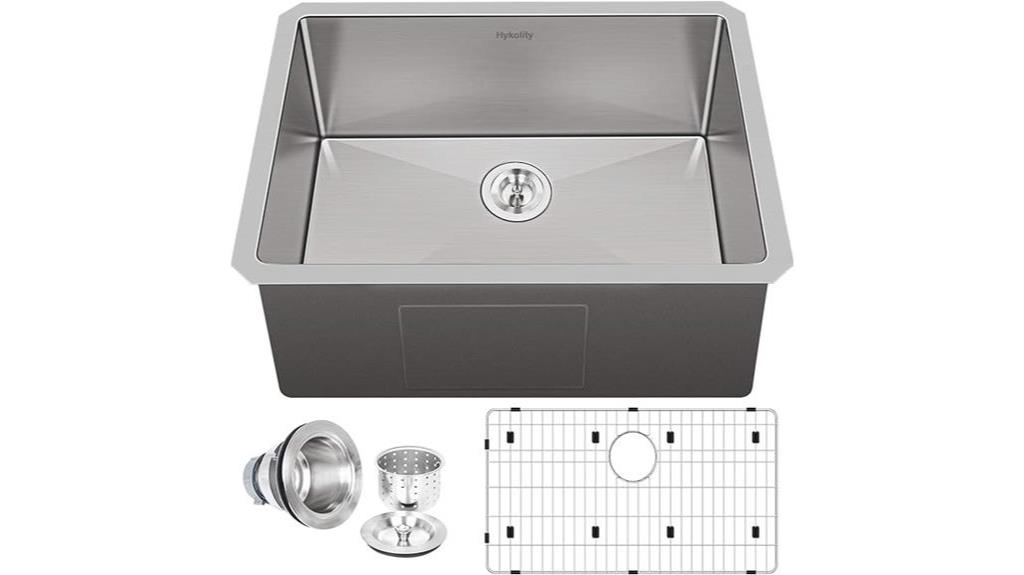 Hykolity 23-inch Kitchen Sink, 16 Gauge Undermount Single Bowl Stainless Steel Sink