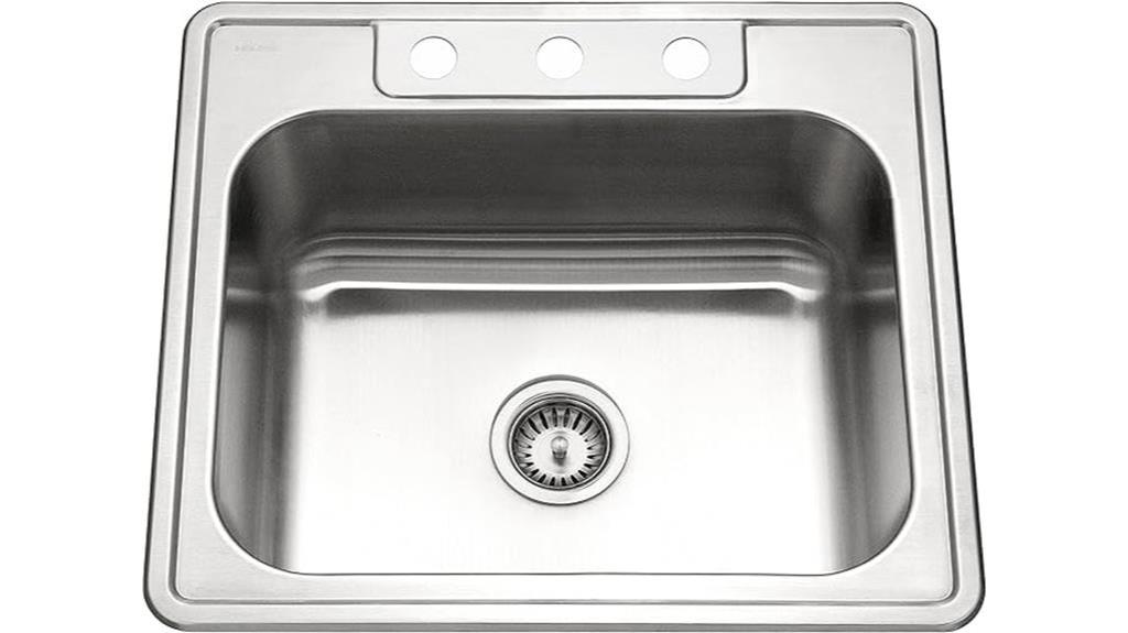 Houzer Stainless Steel 2522-8BS3-1 Glowtone Series Kitchen Sink