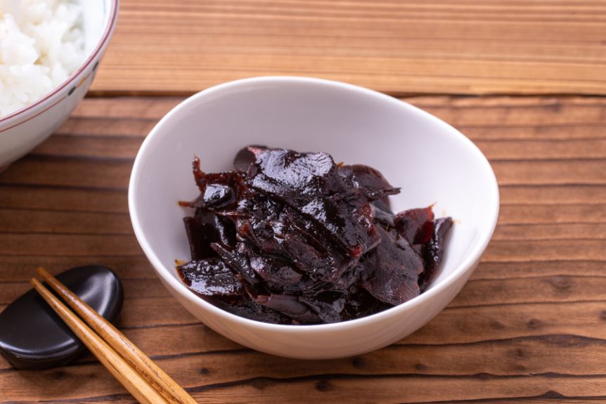 Japanese pickling konbu tsukudani in a bowl