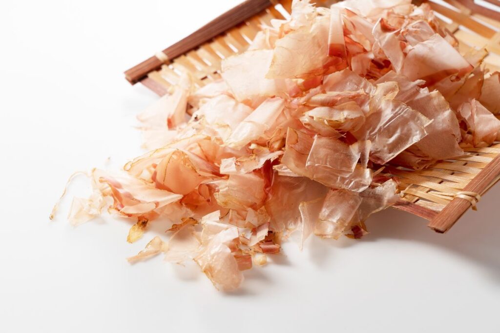 katsuobushi on a wooden serving dish