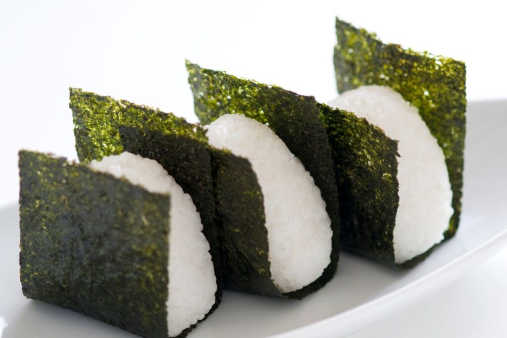 rice wrapped in nori sheet