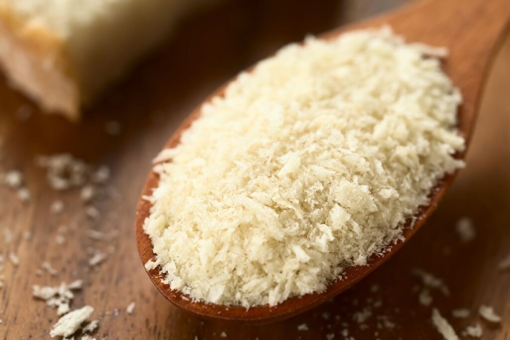 panko bread crumbs in a wooden spoon