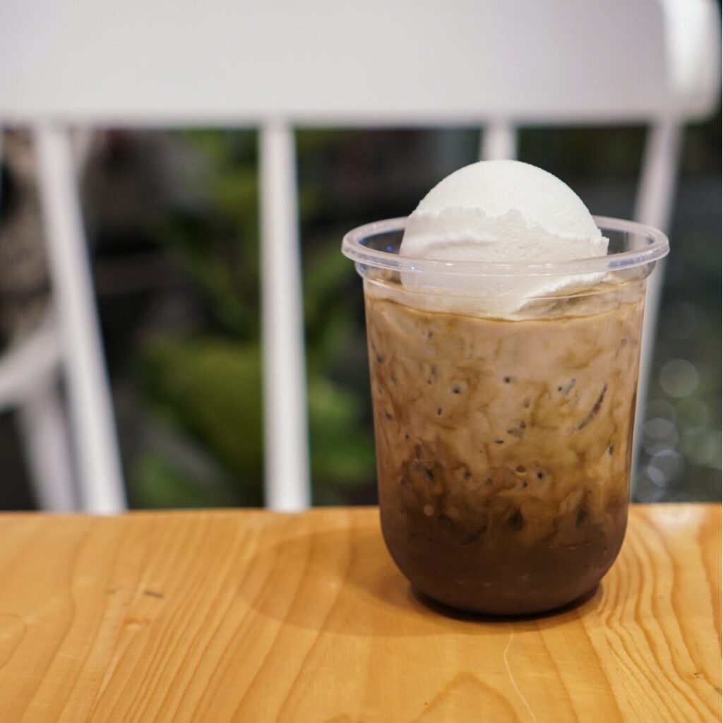 hojicha ice cream latte