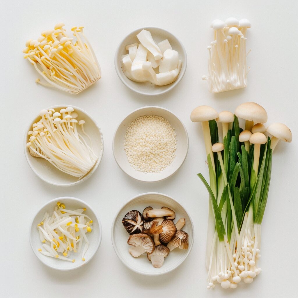 ingredients of Vegetable Ankake Donburi