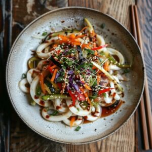 bowl of udon noodle salad