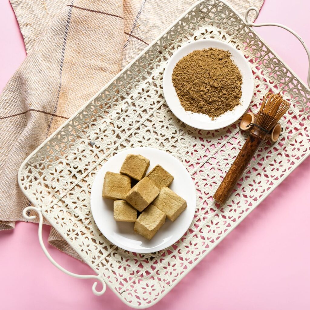 marshmallow with hojicha powder