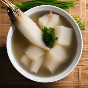 a bowl of Daikon nimono with konbu dashi