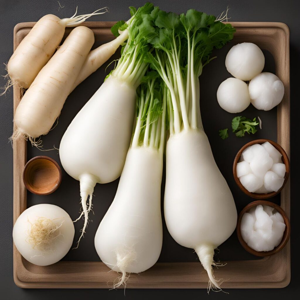 Daikon Nimono with Konbu Dashi ingredients